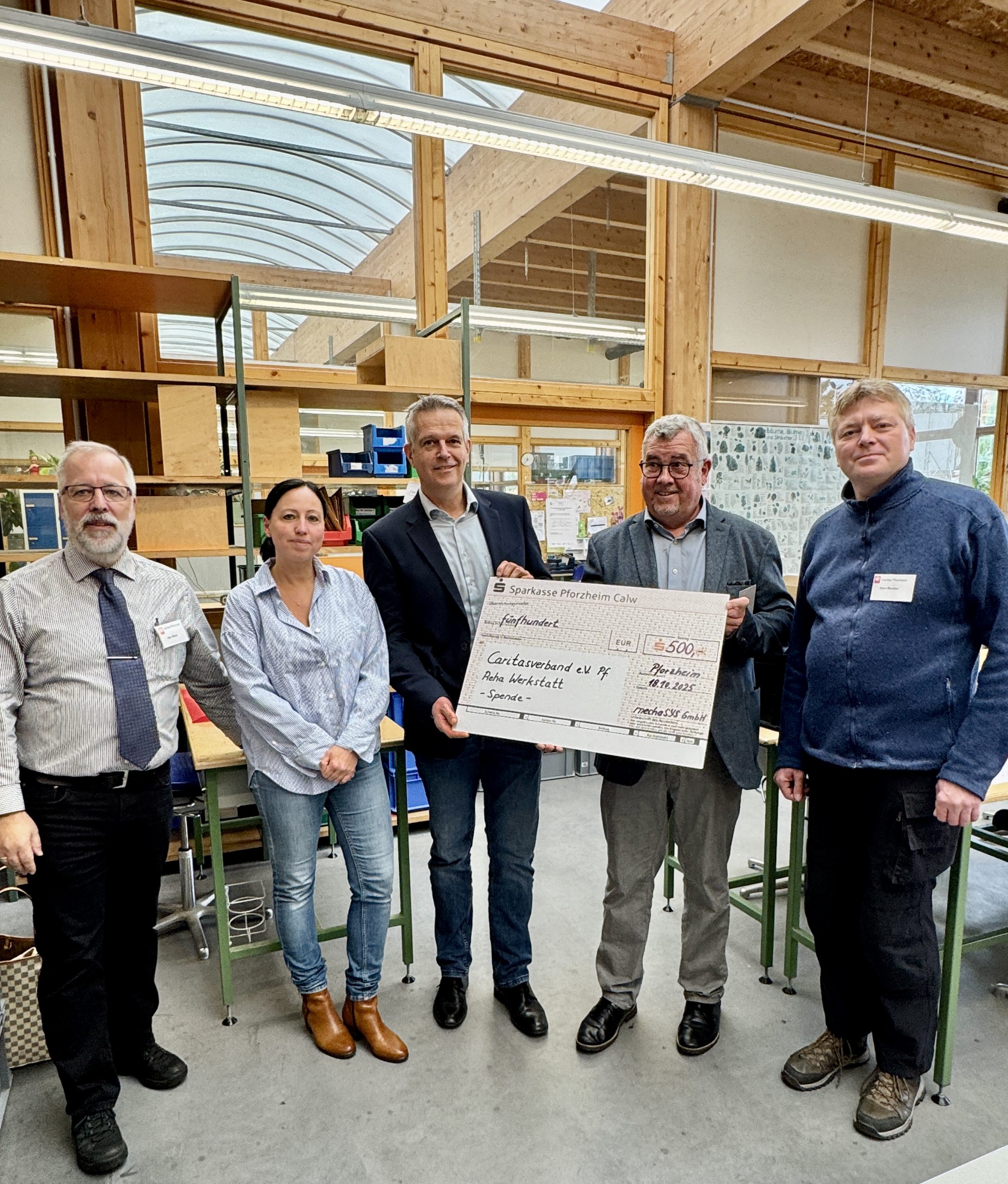 Spendenübergabe anlässlich 50 Jahre Caritas e.V. Pforzheim, Reha-Werkstatt